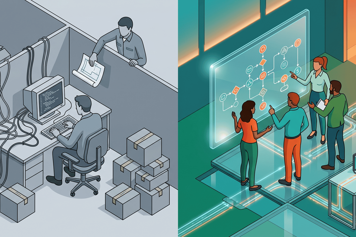 Visual editoriale che mostra la differenza tra fornitore e partner tecnologico nel lavoro sui progetti aziendali.